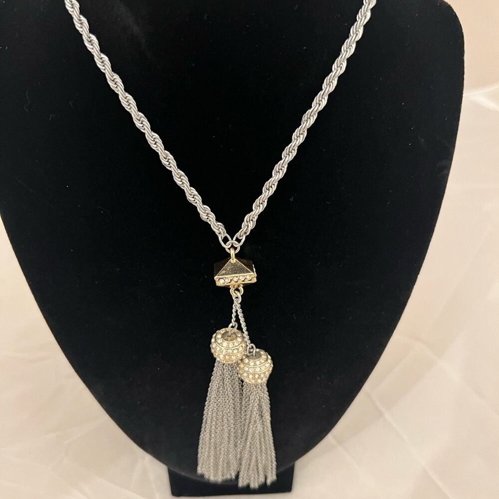 Banana Republic silver chain and tassel necklace